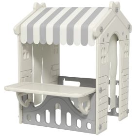 Kids Playhouse, Indoor Sleek Play House Cottage Pretend Role Games, with Arched Doors, for Ages 1-6 Years (Option: Cream White)