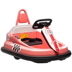 Kids Bumper Car, 6V 360° Rotation Electric Ride on Car, Twin Motors Battery Powered Toy with Music, Horn and Lights, Safety Belt, for Boys and Gi (Option: Pink)