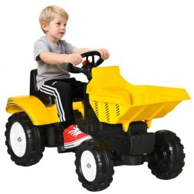 Ride on Tractor for Kids, Pedal Construction Car with Manual Control Bucket for 3 Year Old, Yellow (Option: Yellow)
