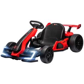 24V Electric Go Kart, Battery Powered Kids Drift Kart with Adjustable Seat, Seat Belt, Horn, Music, Light, Red (Option: Red)