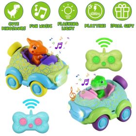 2Pack Dinosaur Remote Control Cars for Toddlers Rechargeable RC Cars with Light Music Birthday Gift For Boys Girls Aged 3 4 5 6 Years Old (Option: AS PIC)