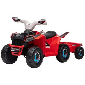 6V Electric Toy Car with Back Trailer, Forward Backward, Wear-Resistant Wheels for Ages 18-36 Months, Red (Option: Red)
