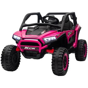 2 Seater 24V 7AH Ride on Truck, Electric Car for Kids w/ Spring Suspension, Remote Lights, Horn, Music, Pink (Option: Pink)