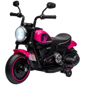 6V Kids Motorcycle with Training Wheels, Foot Pedal, Headlight, Music, Forward/Reverse, Single-Button Start, Pink (Option: Pink)