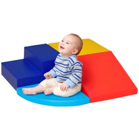 Crawl and Climb Foam Play Set Toddler Nugget 4 Pieces Lightweight Interactive Set for Climbing, Crawling, Sliding Play Zone for Baby Preschooler (Option: Multi Colour)