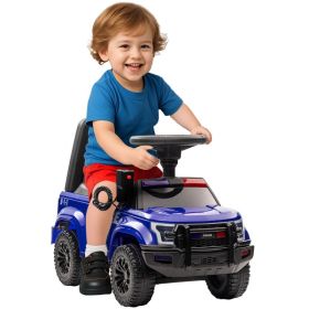 Kids Ride On Sliding Car with Hidden Under Seat Storage, Ride On Police Car for Toddler with Megaphone, Anti Dumping Device, Removable Backrest, (Option: Blue)