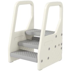 Adjustable Height Toddler Step Stool with Handle & Foot Pads, Grey (Option: Grey)