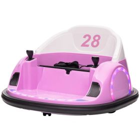 12V Bumper Car for Toddlers, Ride On Car with 360 Degree Remote Control, Lights Music Horn, for 1.5-5 Years, Pink (Option: Pink)