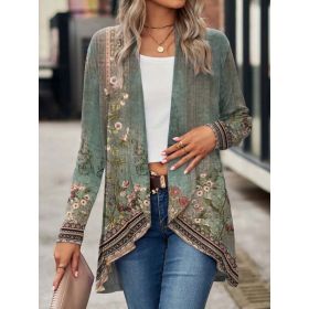 Shawl Small Suit Cardigan Outer Wear Ethnic Style (Option: Green-L)